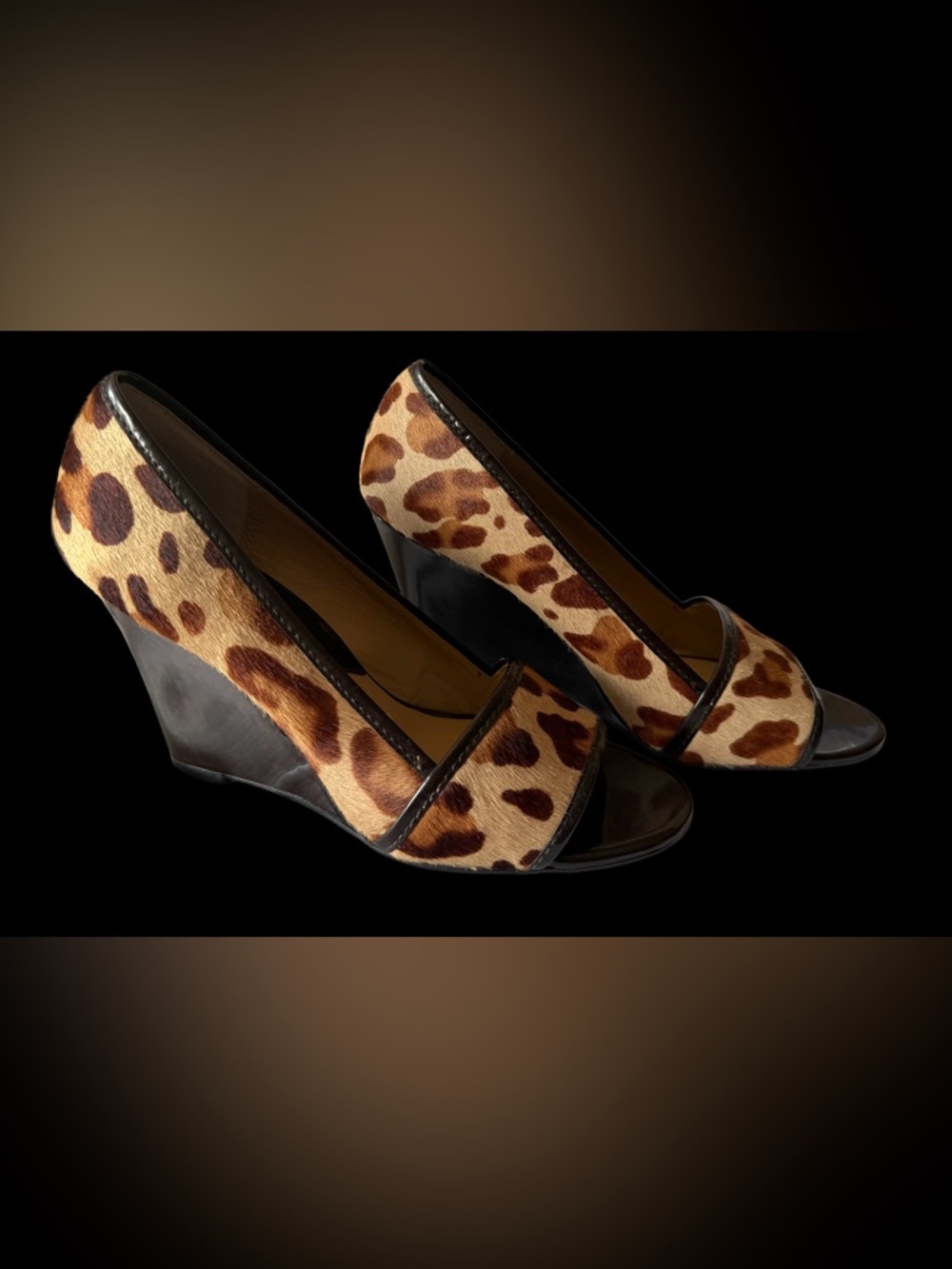 MICHAEL KORS YORK PLATFORM  PRINTED HAIRCALF OPEN TOE PUMP- SIZE 6.5
